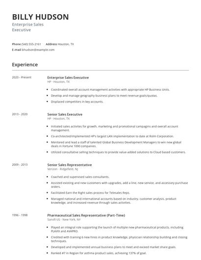 Enterprise Sales Executive Resume