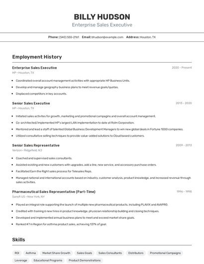 Enterprise Sales Executive Resume