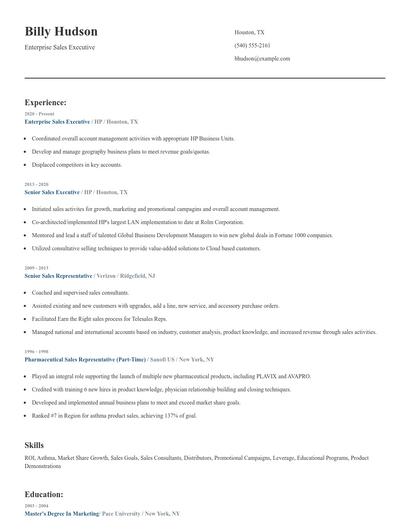 Enterprise Sales Executive Resume