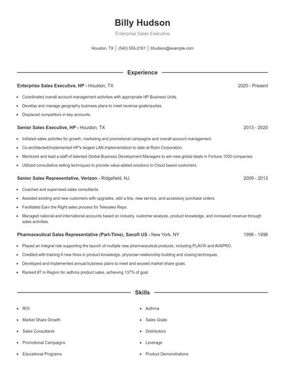 Enterprise Sales Executive Resume