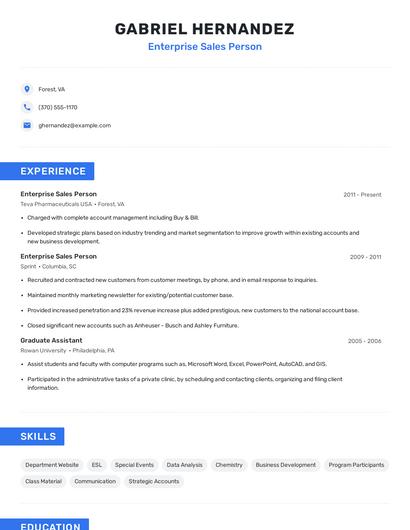 Enterprise Sales Person Resume