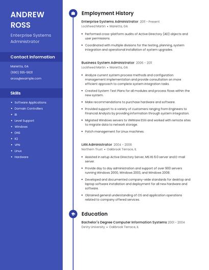 Enterprise Systems Administrator Resume