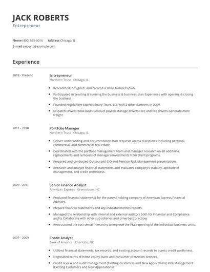 Entrepreneur Resume