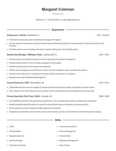 Entrepreneur Resume