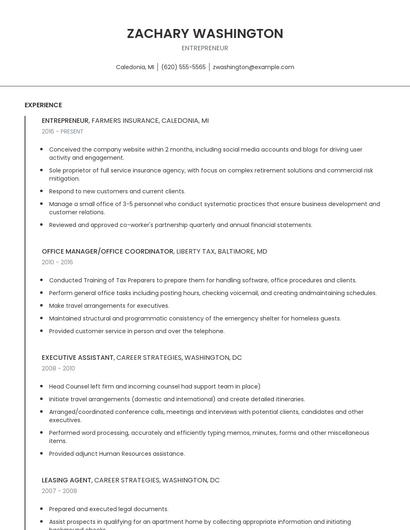 Entrepreneur Resume