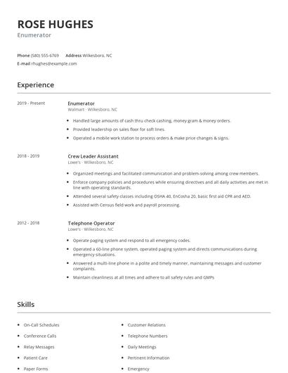 Enumerator Resume