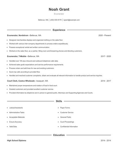 Enumerator Resume