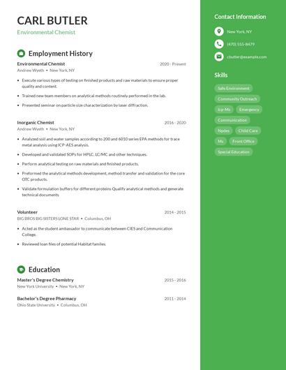 Environmental Chemist Resume