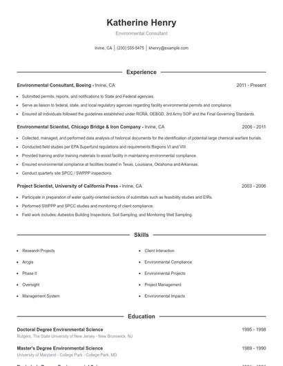 Resume example 1
