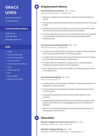 Environmental Coordinator Resume