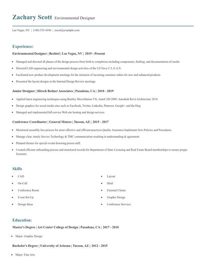Environmental Designer Resume