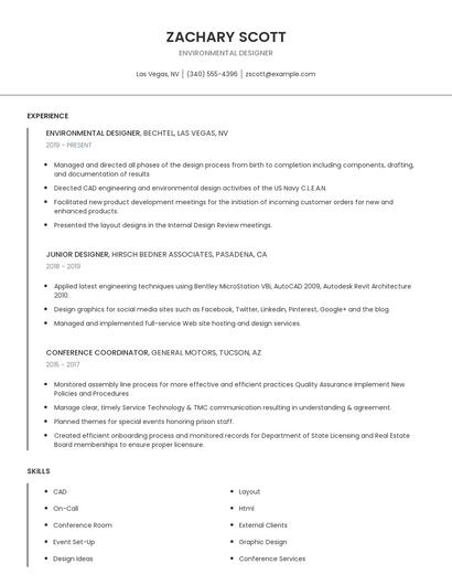 Environmental Designer Resume