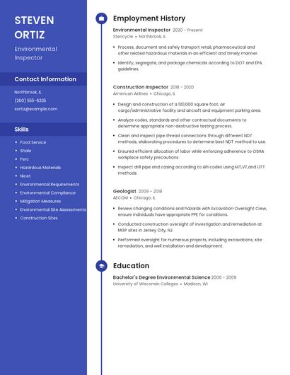 Environmental Inspector Resume