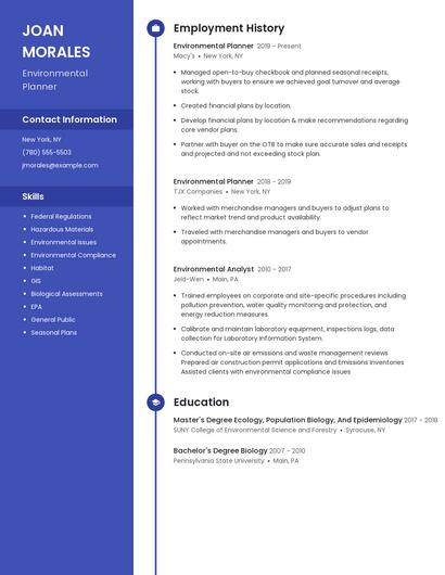 Environmental Planner Resume