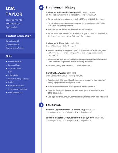 Environmental Remediation Specialist Resume