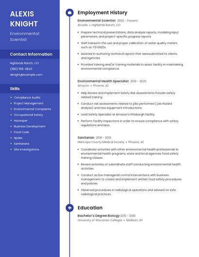 Environmental Scientist Resume