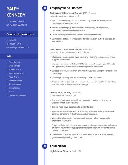 Environmental Services Worker Resume