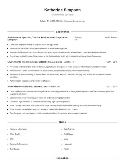 Resume example 1