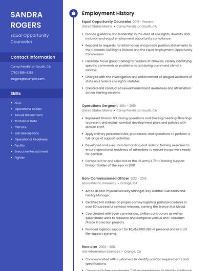 Equal Opportunity Counselor Resume