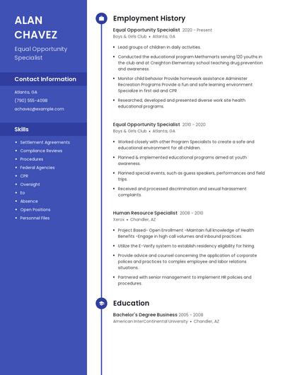 Equal Opportunity Specialist Resume