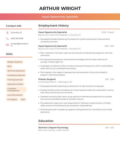 Equal Opportunity Specialist Resume