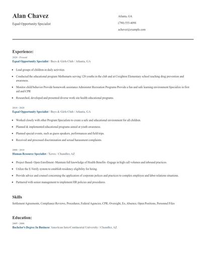 Equal Opportunity Specialist Resume