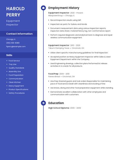 Equipment Inspector Resume