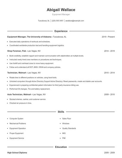 Resume example 1