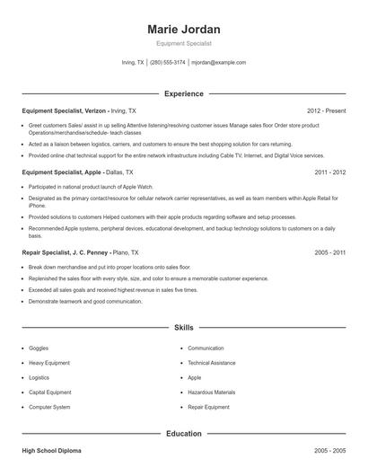 Resume example 1