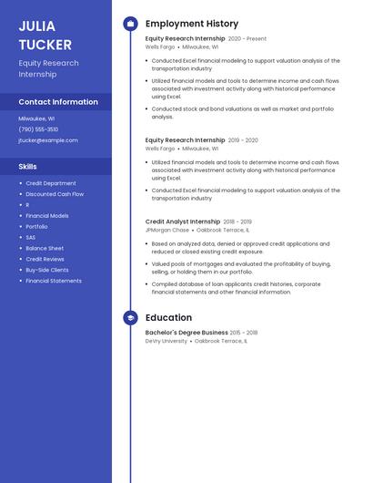 Equity Research Internship Resume
