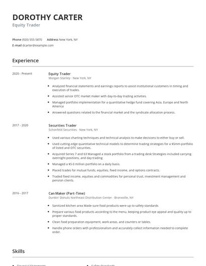 Equity Trader Resume