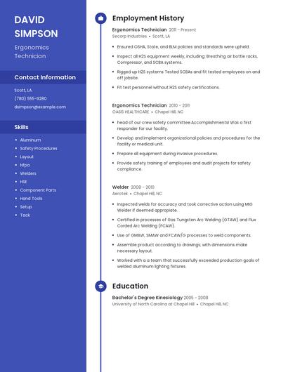 Ergonomics Technician Resume