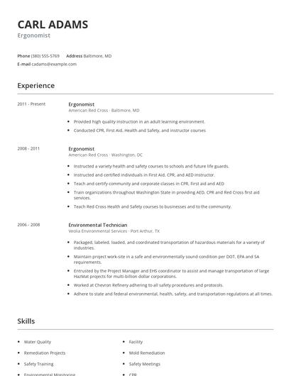 Ergonomist Resume