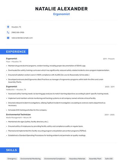 Ergonomist Resume