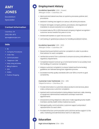 Escalation Specialist Resume