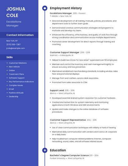 Escalations Manager Resume
