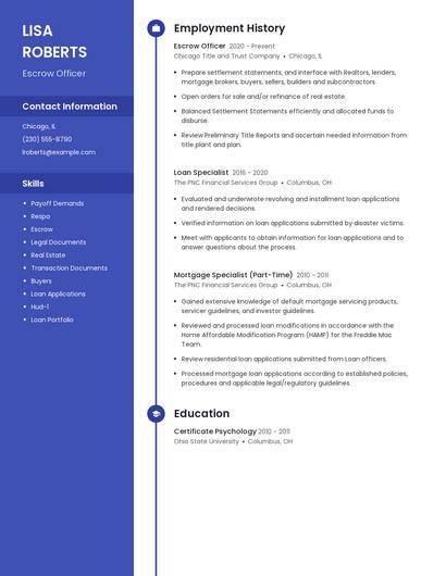 Escrow Officer Resume