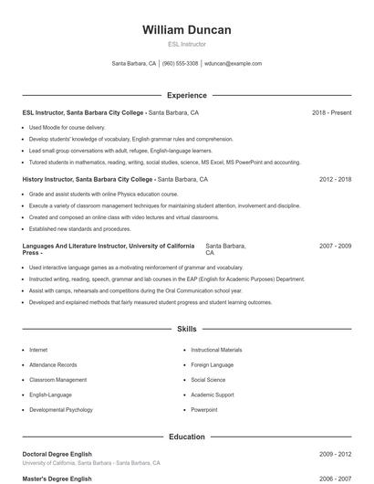 Resume example 1