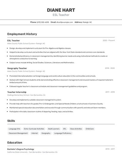Resume example 2
