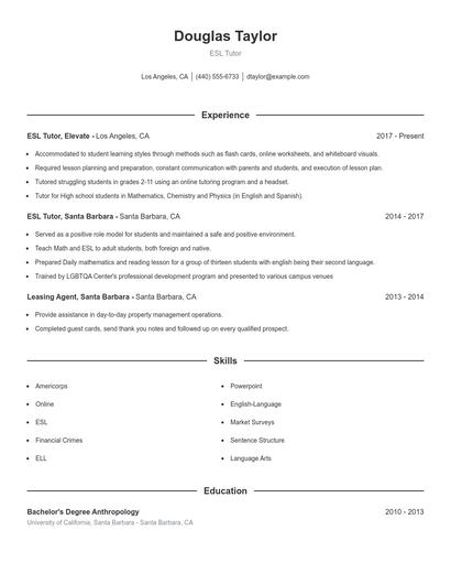 Resume example 1