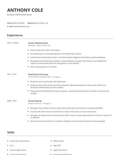 Estate Administrator Resume