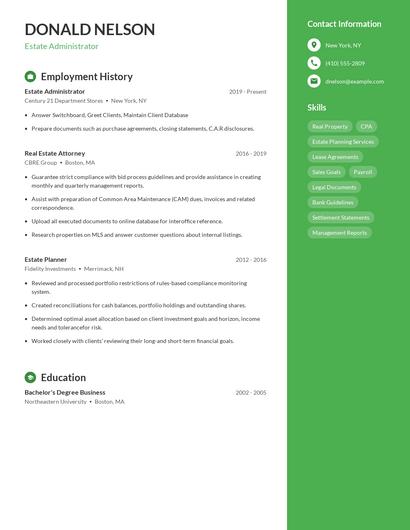 Estate Administrator Resume