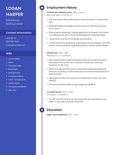 Esthetician, Makeup Artist Resume