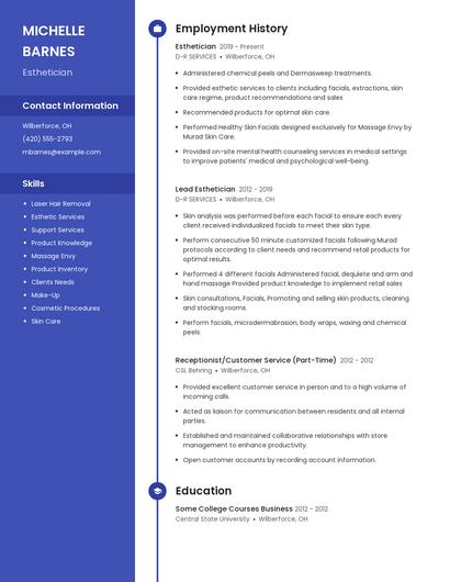 Esthetician Resume