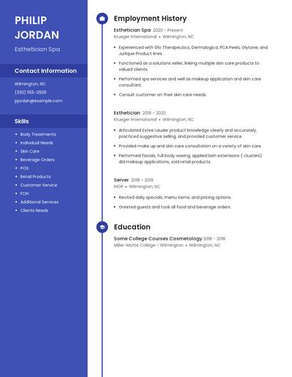 Esthetician Spa Resume