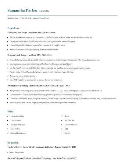 Estimator Resume