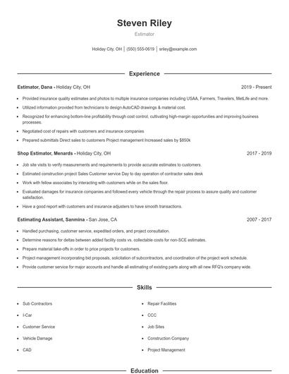 Estimator Resume