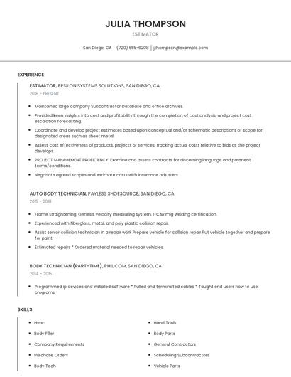 Estimator Resume