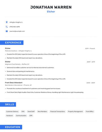 Etcher Resume