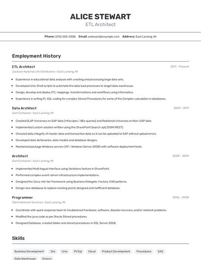 ETL Architect Resume